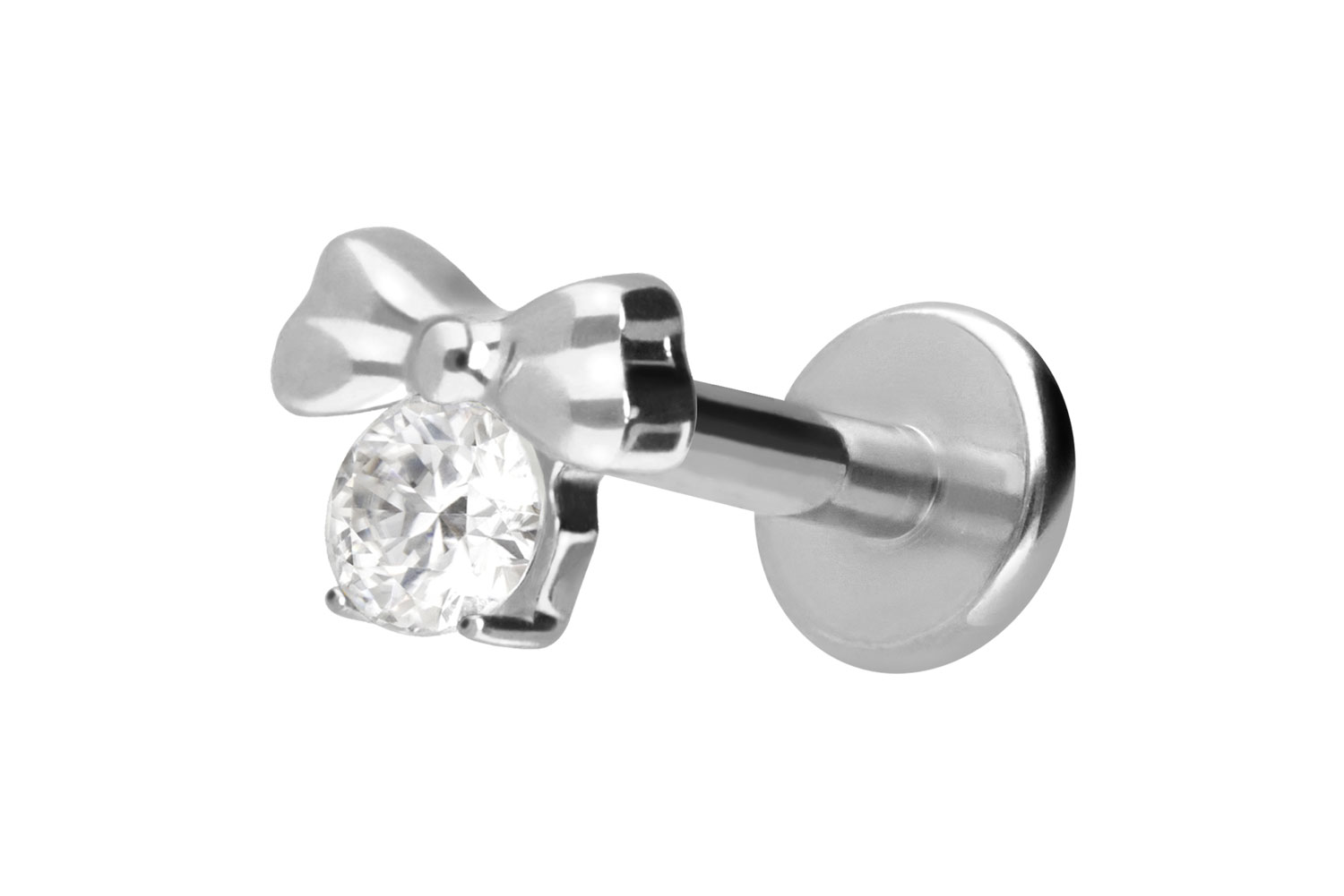Titan Labret Piercing mit Innengewinde SCHLEIFE + KRISTALL
